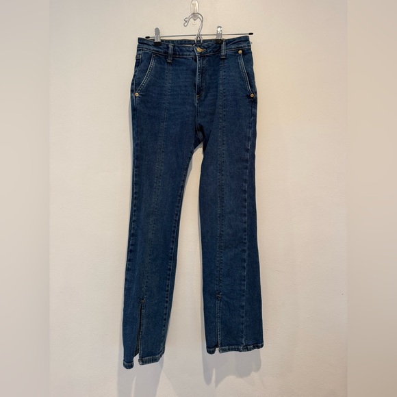 Michael Kors Pants - Michael Kors Front Slit Hem Straight Flare Denim Jeans Size Small